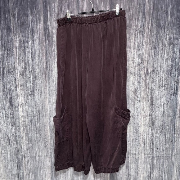 bryn Walker Pants - Bryn Walker Casbah Brown Elastic Waist 100% Tencel Wide Leg Pants Women Size M